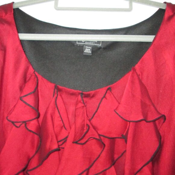 Collection Dressbarn womens Sz 22W red ruffle blouse top long sleeve witchy Y2K - Picture 3 of 12